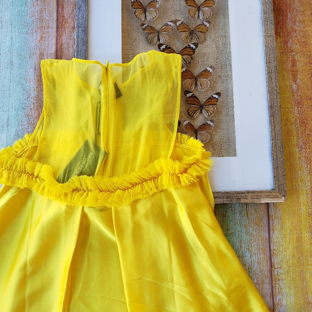 Thomas Wylde Yellow Silk Asymmetrical Shift Dress - Picture 4 of 7